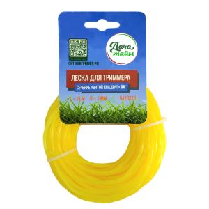 Леска для триммера, D3мм, 15м, витой квадрат, Дача тайм