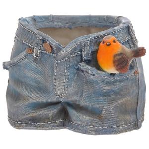 Кашпо Шорты с птичкой 18х19см (ПОЛИСТОУН)-МТ