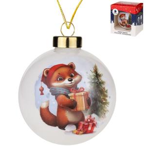 Шар Новогодний лисенок D 8см 