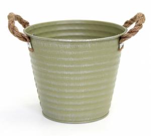 Ведро кашпо из металла d15 h13см фисташковый 