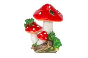 Фигура садовая Гриб с лягушкой средний L22 W19 H31 см (ПОЛИСТОУН)