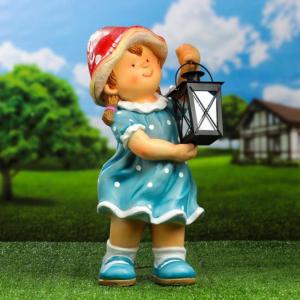 Девочка-грибочек с фонарем L18W16H44 см (ПОЛИСТОУН)