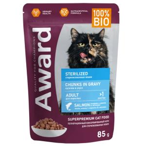 Корм д-кошек конс 85г д-стерилиз. лосось соус AWARD (Авард)