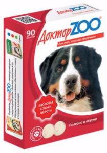  Мультивитаминное лакомство для собак ЗДОРОВЬЕ КОЖИ И ШЕРСТИ 90таб (ш-б=6шт) ДОКТОР  ZOO