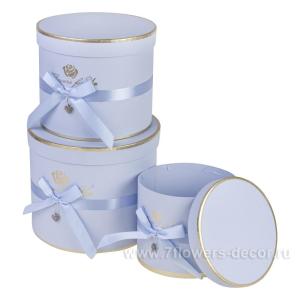 Набор подарочных коробок с лентой, сиреневый D17xH14 см, D20xH17 см, D23xH20 см (3шт)