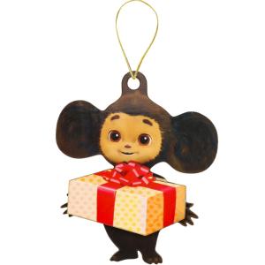 Декор подвесной Чебурашка с подарком 9х7,5см  