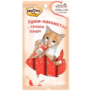 Крем-лакомства д-кошек Мнямс с тунцом Кацуо 15г(уп.4шт)