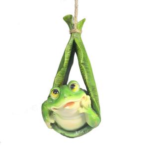 Лягушонок в листочке (подвесная) L W H  см (ПОЛИСТОУН)
