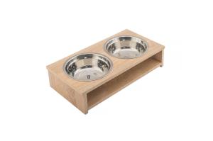 Кормушка д-животных, двойная 2х0,5л, ламинат ДУБ сонома, р-р 36х18,5хh10 (ТМ 