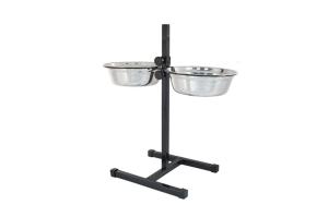 Кормушка регулируемая ЕСО чёрная, h50см, 2х2,0л, D24, миски трапец. металл, разбор в короб