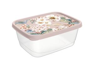 Контейнер 0,5л прямоуг. с декором бежевый -20