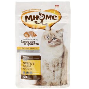 Лакомства д-кошек Мнямс хрустящие подушечки с лососем 
