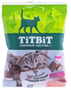 Хрустящие подушечки для кошек с паштетом из говядины 30 г