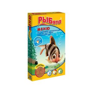 корм д-рыб Рыбята Меню Хлопья 10г кор-10-560