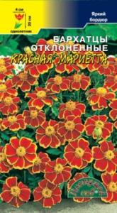 Бархатцы откл.Красная Мариетта,( низк.махр.) Цвет.Сад