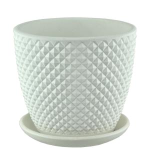 Бутон грань 2 горшок с поддоном, 1,3л, d14см, белый