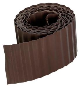 Бордюрная лента садовая 10смх9м ГОФРА коричнев. -4 