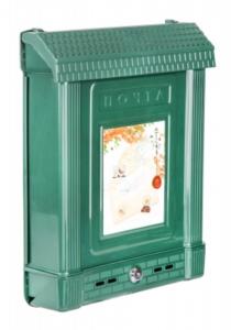 Ящик почтовый с декором с замком (темно-зеленый) -7 