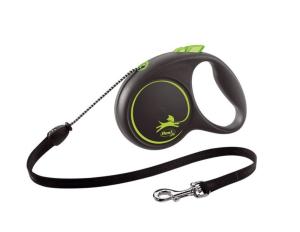 Рулетка-поводок д-собак Flexi Black Design cord М 5м до 20кг трос, зеленый 1-1