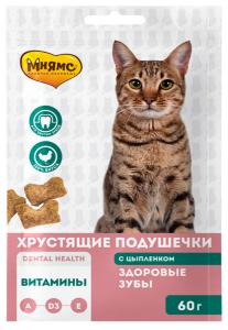 Лакомства д-кошек Мнямс хрустящие подушечки 