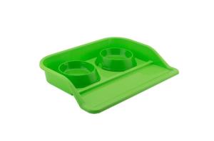 Поднос пластиковый с мисками Дарэлл, 2х0,2л, цвет: зелёный
