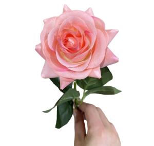 Искусственные цветы Роза из силикона розовая h42см