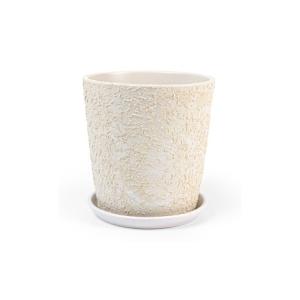 Лава 3 горшок с поддоном, 1,5л, d15, h15,5см, конус, бежевый