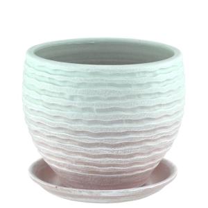 Горшок ЗЕФИР шар d15см мята-розовый