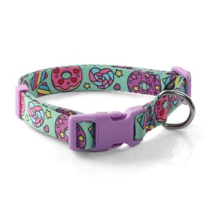 Ошейник нейлон 49см Пончики M бирюзовый