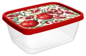 Контейнер 1,5л прямоуг. с декором красный -24