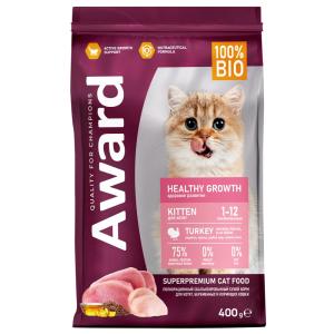 Сухой корм AWARD Healthy growth для котят от 1 месяца, беременных и кормящих кошек с индейкой и кури