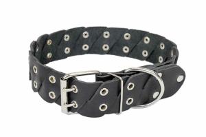 Ошейник кожаный 45мм, об.ш.42-66см клепаный КОСА коричневый 1-1