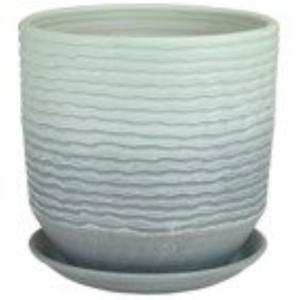 ЗЕФИР цилиндр горшок с поддоном 10л d25см мята/серый