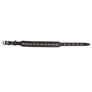 Ошейник кожаный подшитый спилком с двойными украшениями 25-15мм