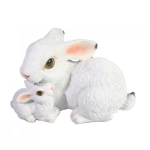 Зайчиха с зайченком белый, L16 W10 H10 см (ПОЛИСТОУН)