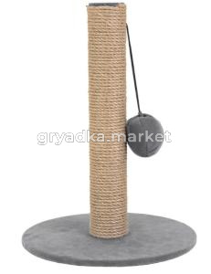 Дарэленд Когтеточка-столбик ВЕЛЬВЕТ круглая с помпоном 29*h39см (джут, ткань вельвет) серая