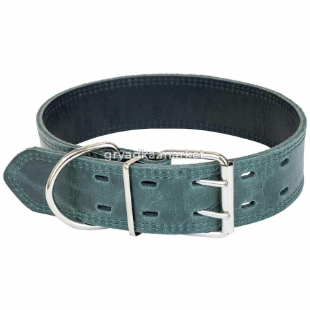 Ошейник кожаный Брайт 2-х сл. 30мм цветной об.ш. 35-47см 1-1