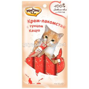 Крем-лакомства д-кошек Мнямс с тунцом Кацуо 15г(уп.4шт)