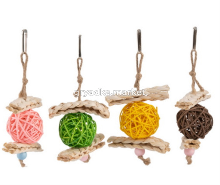 Игрушка WOGY д-птиц 15х8х4.5см на джутовой веревке, микс арт.2024-6355 Код273886