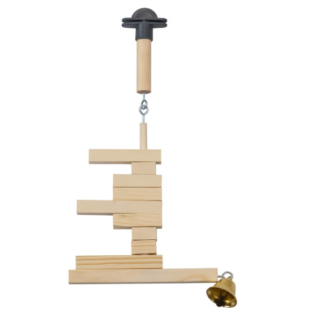 Жёрдочка-игрушка д-птиц деревянная, БРУСОЧКИ малые с колокольчиком, L21,5смхD1,2см1-1