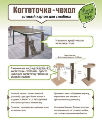 Когтеточка-чехол Зверье Мое картон 50см 1-1