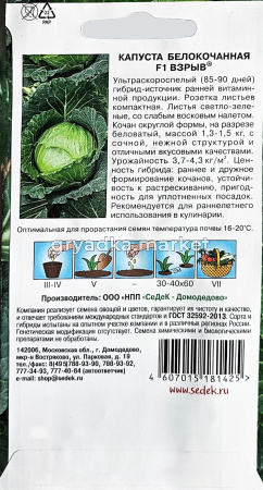 Капуста бк Взрыв F1 0,1г Ранн (Седек)!