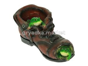 Кашпо Башмак с лягушатами  L26 W15 H15 см (ПОЛИСТОУН)