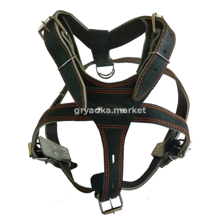 Шлейка кожаная 35мм двуслойная с украшениями 35мм (ездовая)-ШлК-35-К-У