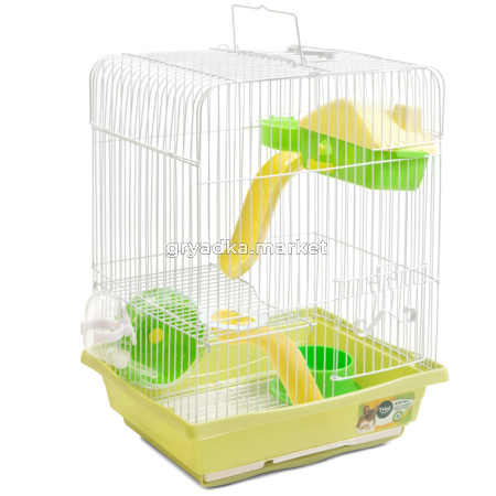 Клетка YD128 для мелких животных, эмаль, оливковая, 300х230х410мм                              