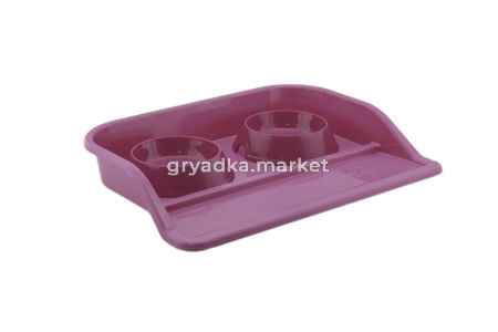 Поднос пластиковый с мисками Дарэлл, 2х0,2л фиолетовый