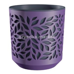 Leaves кашпо со вставкой 2,5л  Слива-Антрацит -12