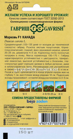 Морковь Канада F1 150шт Позд (Гавриш) Голландия!