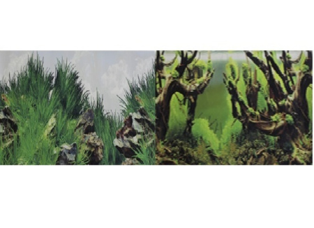 Фон д-аквариума двухсторонний Мангровая коряга-Подводный рельеф 30х60см (9098-9030)