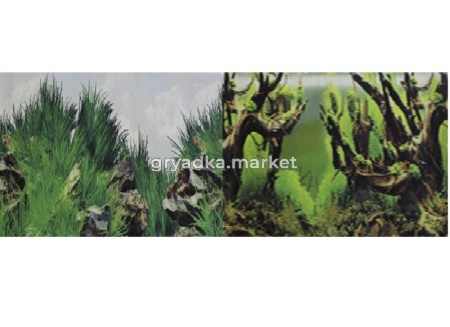 Фон д-аквариума двухсторонний Растительный-Скалы с растениями 50х100см (9003-9028)